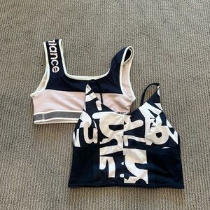 2 trendy NEW BALANCE sports bras - long triangle top & thick strap and band sz S